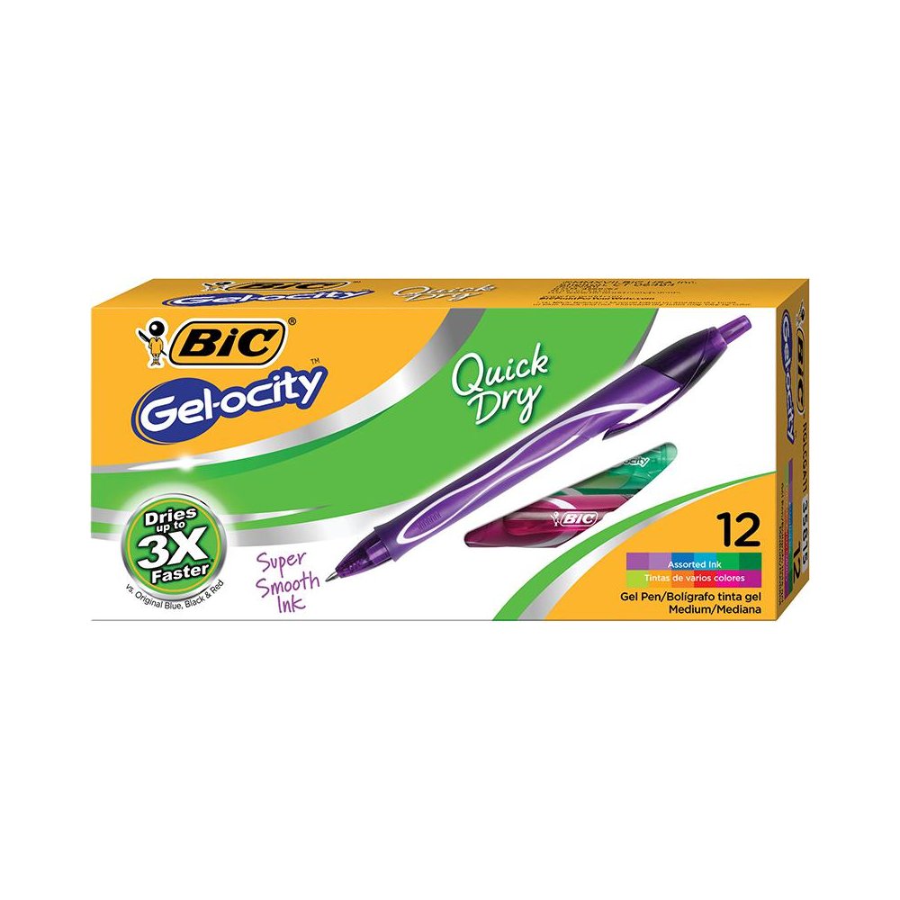 Gel-ocity Quick Dry Retractable Gel Pens, Assorted Fashion Colors, Pack of 12. Picture 2