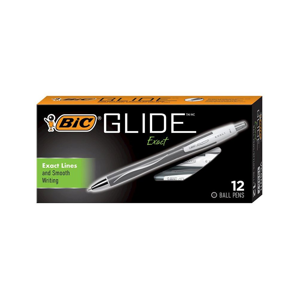 Glide Exact Retractable Ball Point Pen, Fine Point (0.7 mm), Black, 12-Count. Picture 2