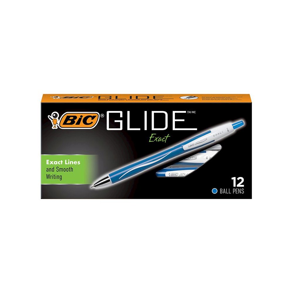 Glide Exact Retractable Ball Point Pen, Fine Point (0.7 mm), Blue, 12-Count. Picture 2