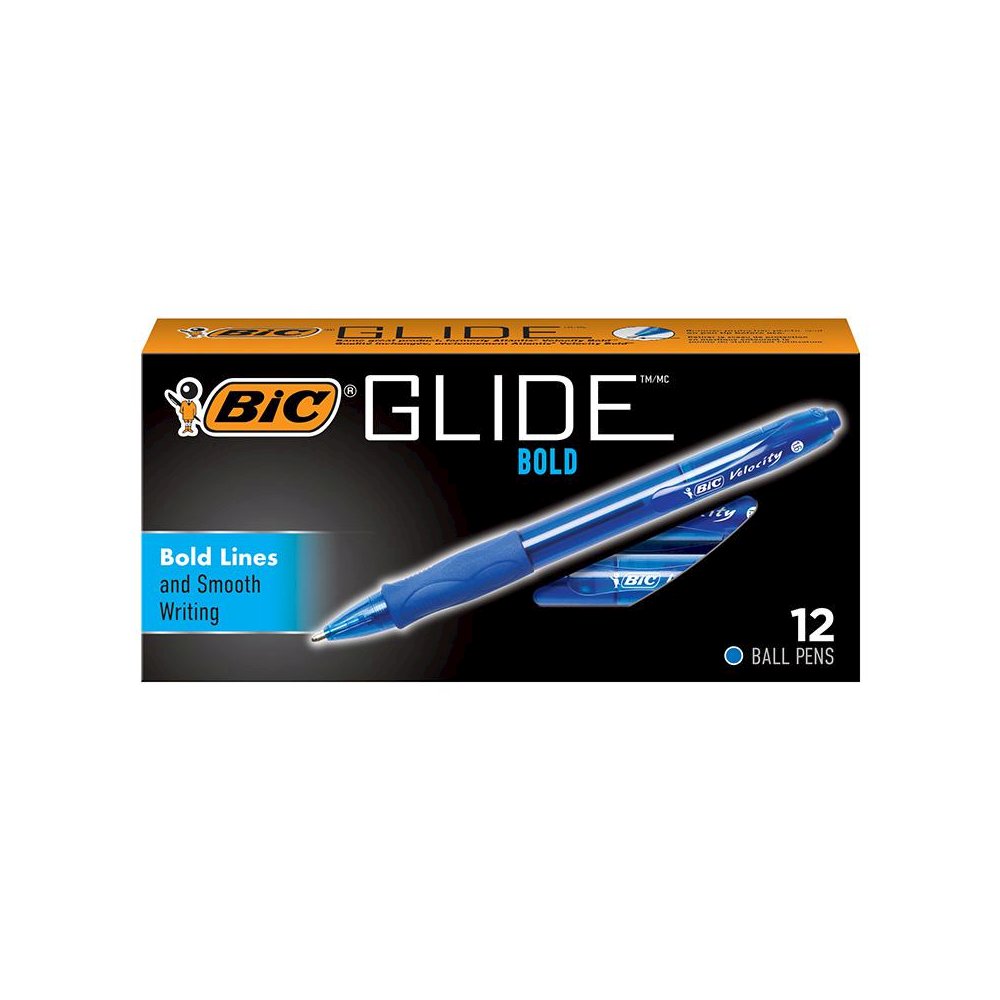 Glide Bold Retractable Ball Point Pen, Bold Point (1.6mm), Blue, 12-Count. Picture 2