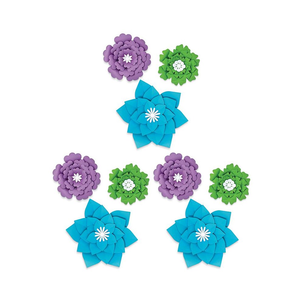 Creatively Inspired Blue, Purple, Green Flowers, 3 Per Set, 3 Sets. Picture 2