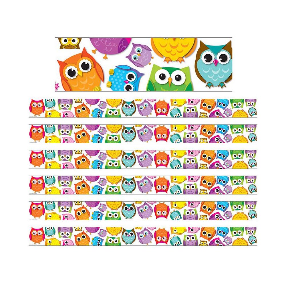 Colorful Owls Straight Border, 36 Feet Per Pack, 6 Packs. Picture 2