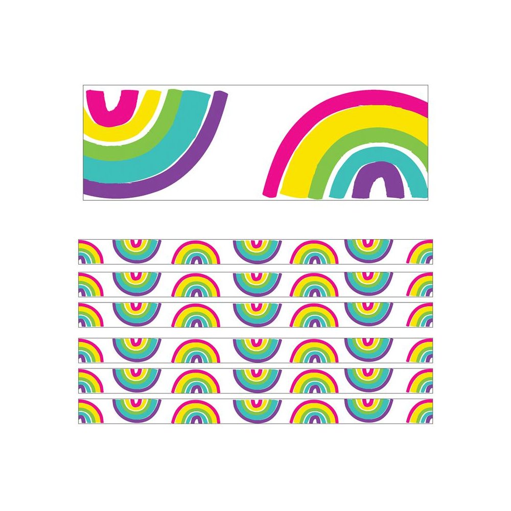 Kind Vibes Rainbows Straight Borders, 36 Feet Per Pack, 6 Packs. Picture 2