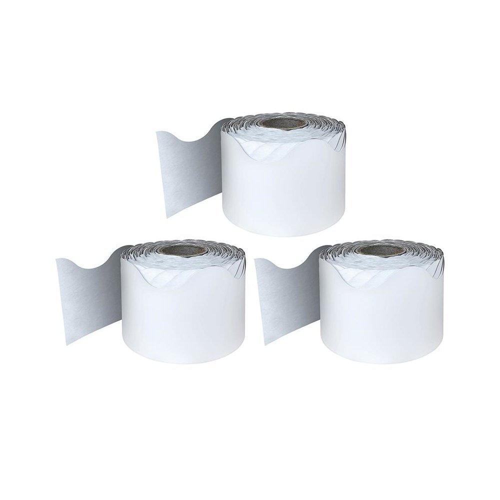 White Rolled Scalloped Border, 65 Feet Per Roll, Pack of 3. Picture 2