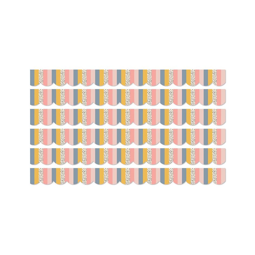 We Belong Stripes Scalloped Borders Per Pack, 39 Feet Per Pack, 6 Packs. Picture 2