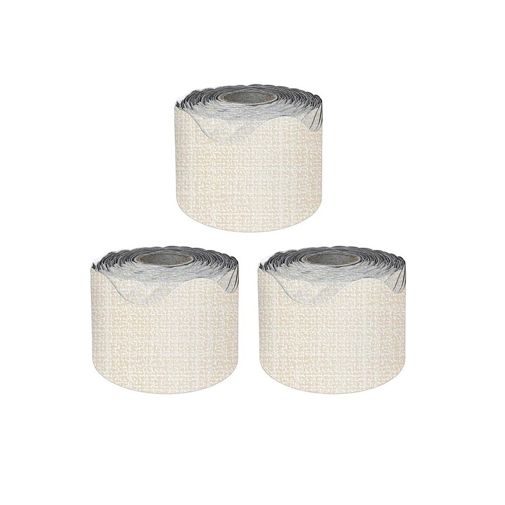 Linen Rolled Scalloped Borders, 65 Feet Per Roll, Pack of 3. Picture 2