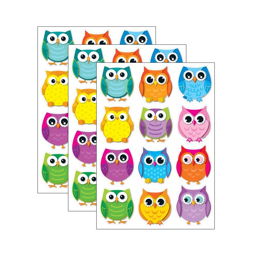 Colorful Owls Cut-Outs, 36 Per Pack, 3 Packs. Picture 2