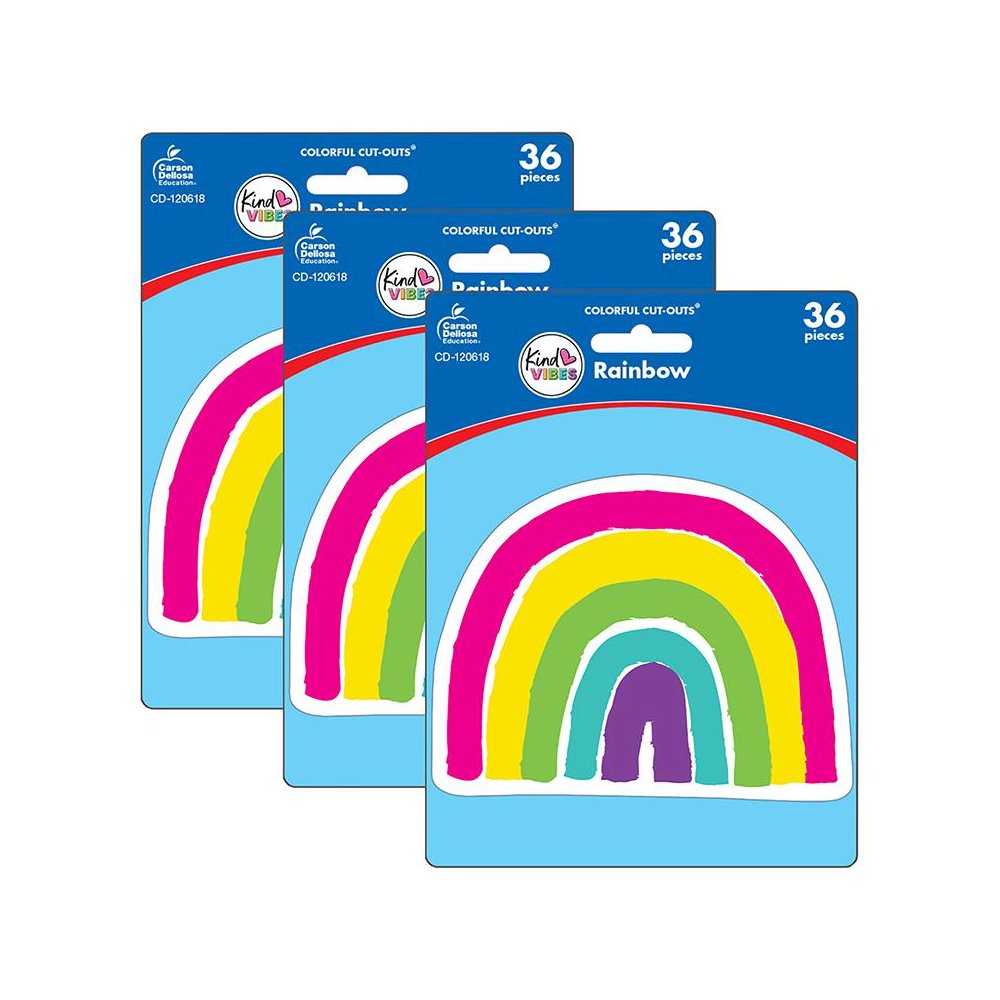 Kind Vibes Rainbow Cut-Outs, 36 Per Pack, 3 Packs. Picture 2