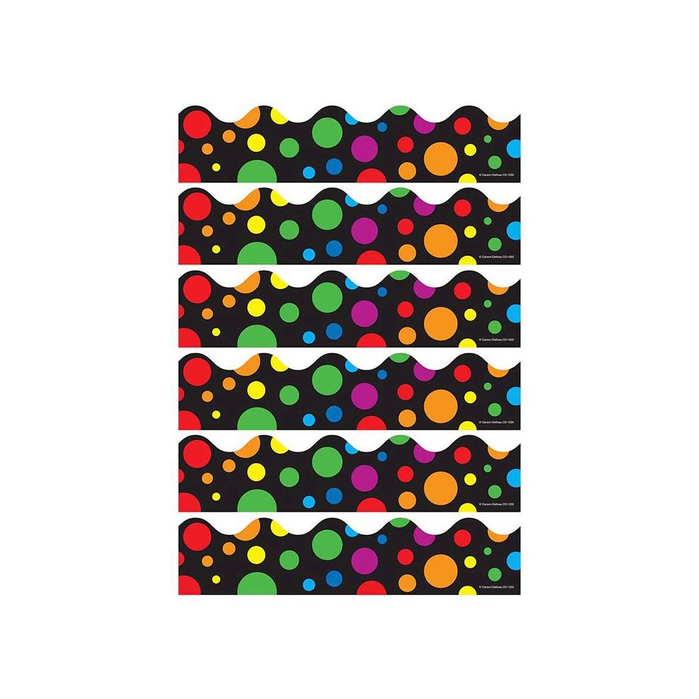 Big Rainbow Dots Scalloped Border, 39 Feet Per Pack, 6 Packs. Picture 2
