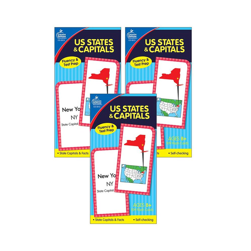 U.S. States & Capitals Flash Cards, Grade 3-5, Pack of 3. Picture 2
