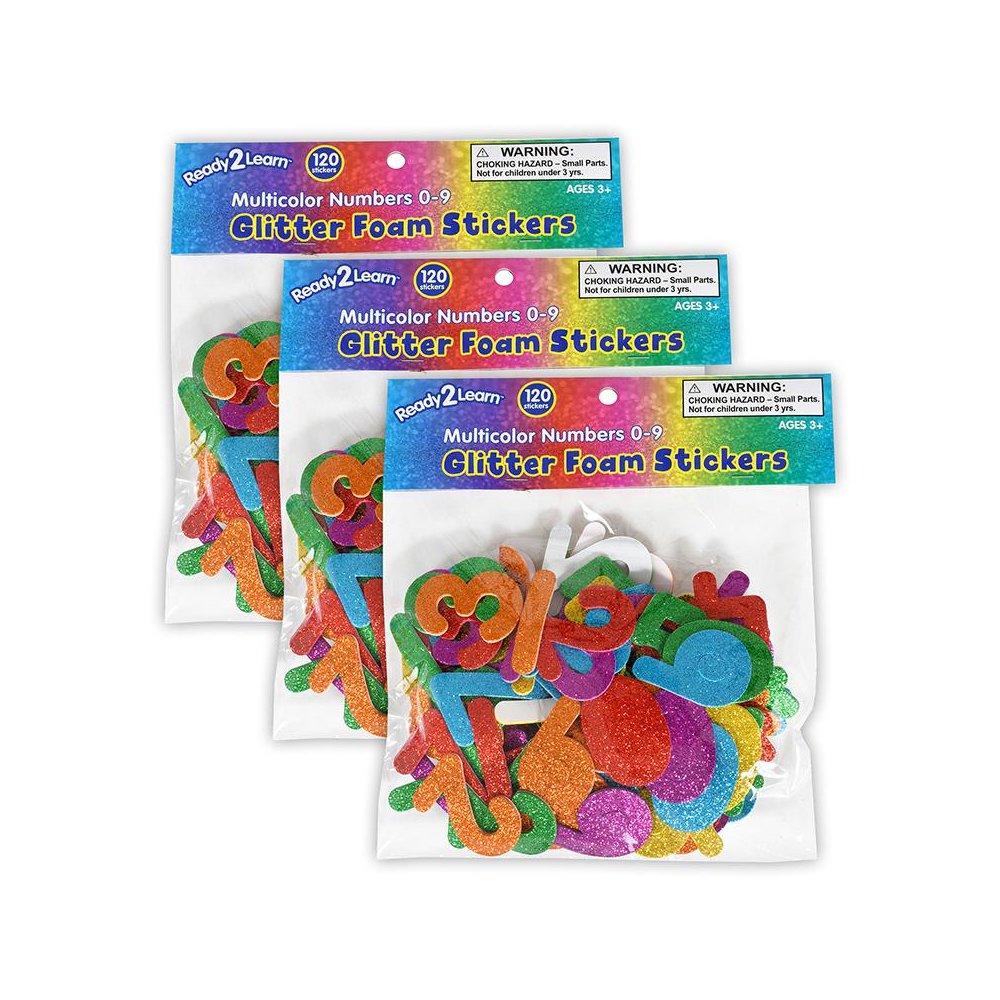 Glitter Foam Stickers - Numbers - Multicolor - 120 Per Pack - 3 Packs. Picture 2