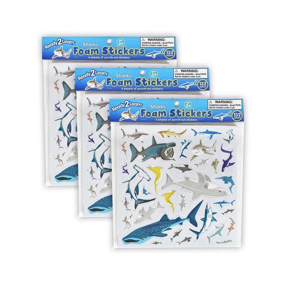 Foam Stickers - Sharks -132 Per Pack - 3 Packs. Picture 2