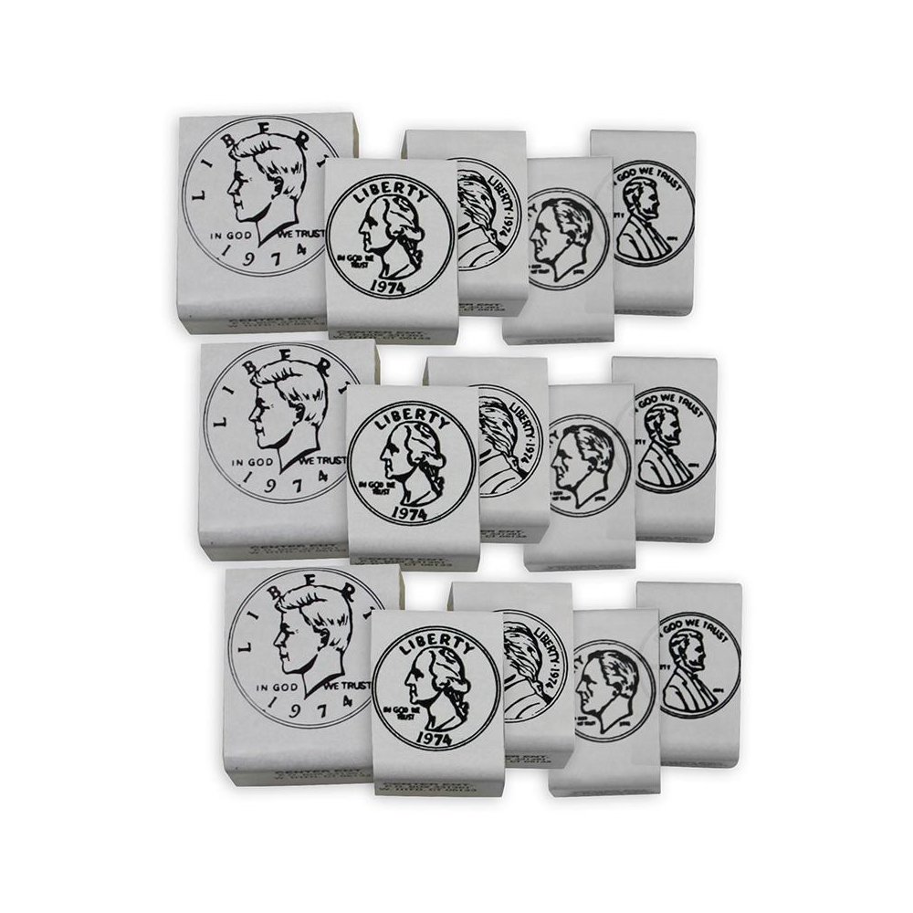 Coin Stamps - Heads - 5 Per Set - 3 Sets. Picture 2