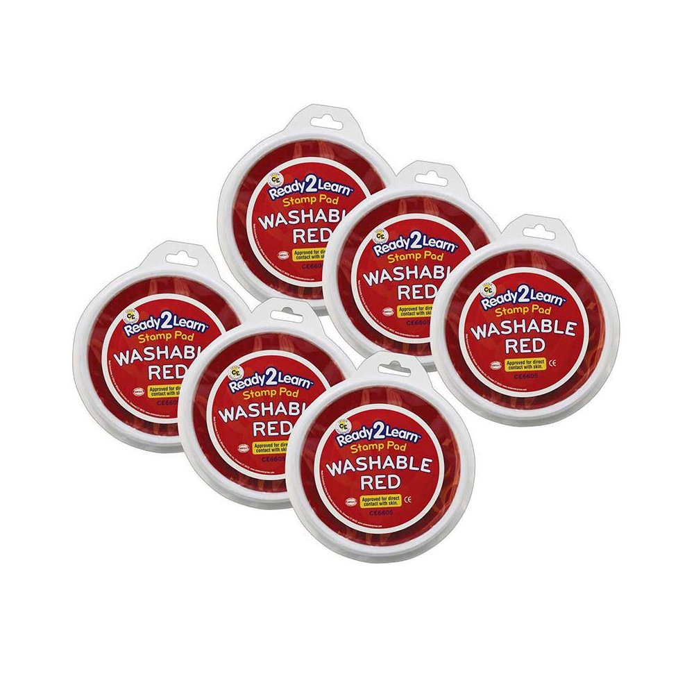 Jumbo Circular Washable Stamp Pad - Red - 5.75" dia. - Pack of 6. Picture 2