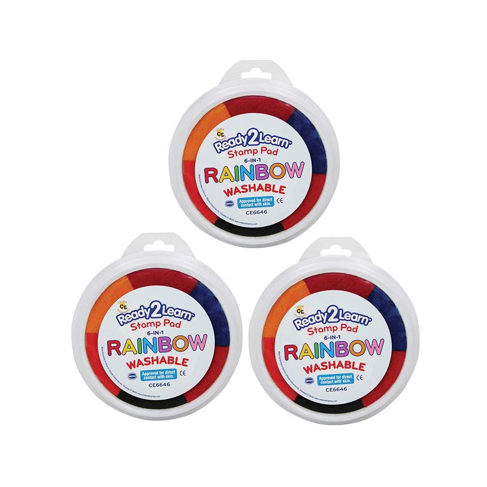 Jumbo 6-in-1 Circular Washable Stamp Pad 6 Colors - 5.75" dia. - Pack of 3. Picture 2