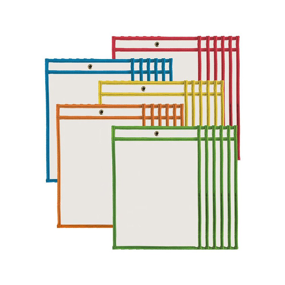 Dry Erase Pockets, 9" x 12", Assorted Colors, Set of 30. Picture 2