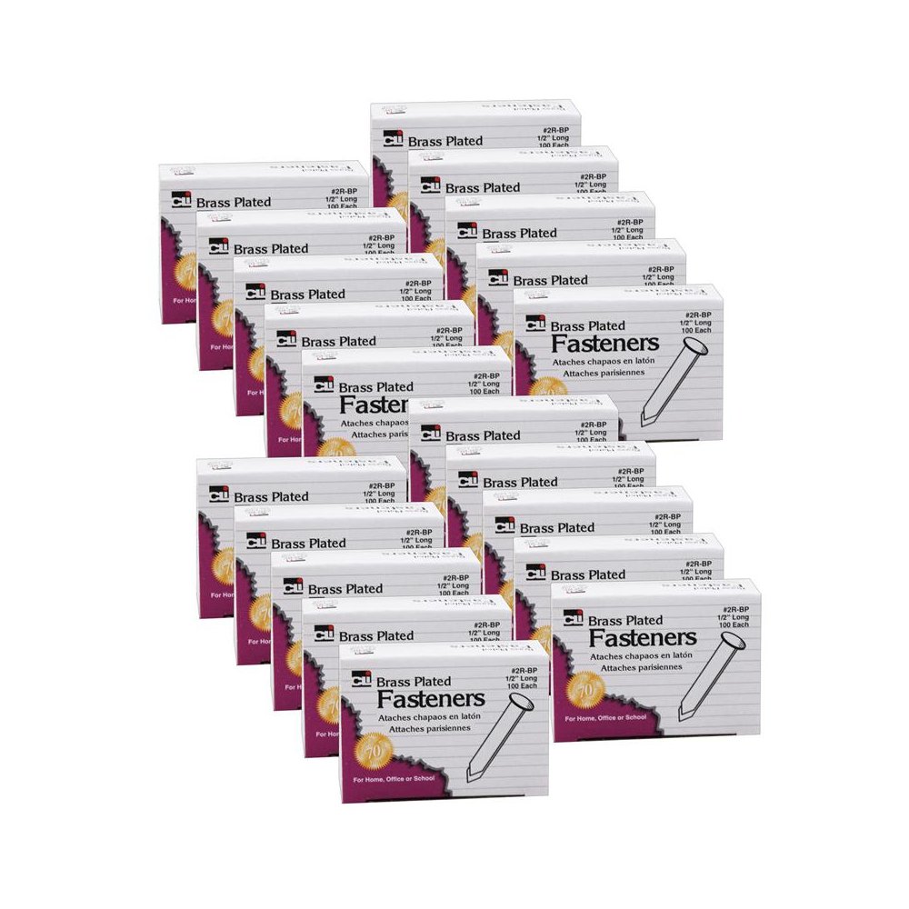 Paper Fasteners, 1/2", 100 Per Pack, 20 Packs. Picture 2