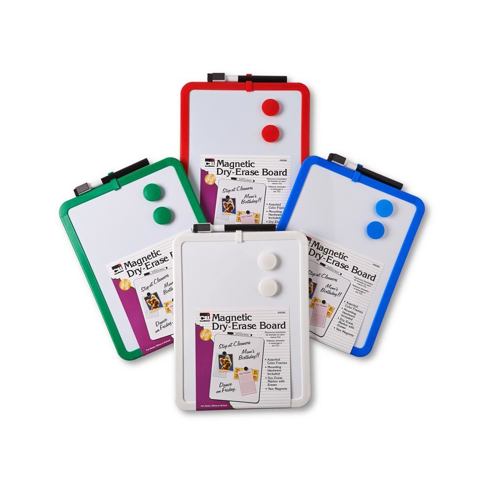 Magnetic Dry Erase Boards, 8.5" x 11" White Surface, Assorted Frames, Pack of 4. Picture 2