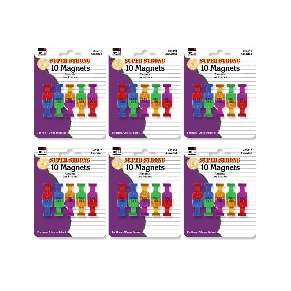 Push Pin Style Super Strong Strength Magnets, 10 Per Pack, 6 Packs. Picture 2