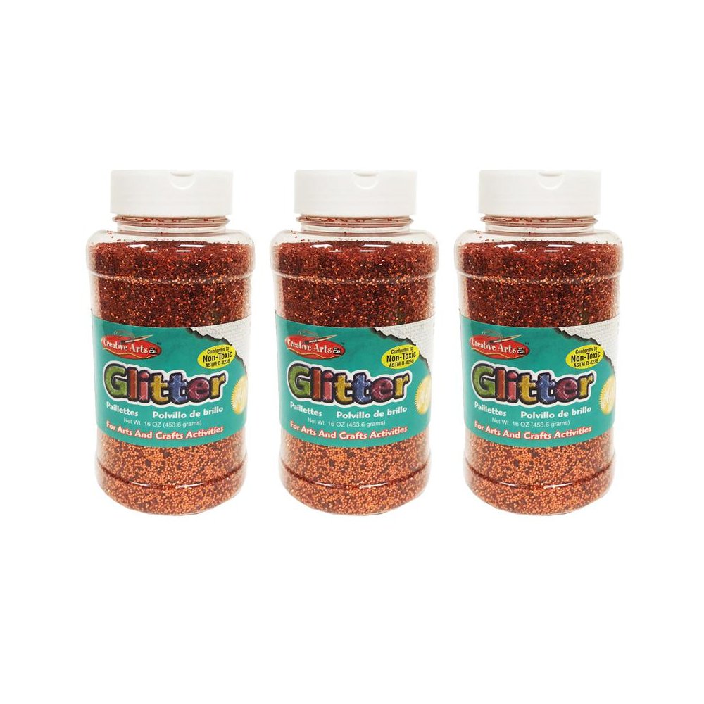 Creative Arts Glitter, 1 lb. Bottle, Orange, Pack of 3. Picture 2