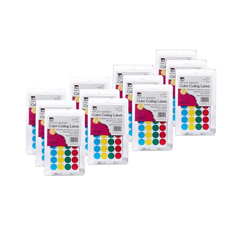 Self-Adhesive Color-Coding Labels, Assorted Colors, 1000 Per Pack, 12 Packs. Picture 2