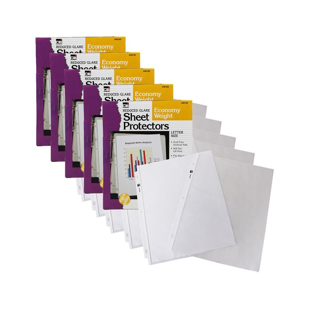 Sheet Protectors, Reduced Glare, Letter Size, Clear, 50 Per Box, 5 Boxes. Picture 2
