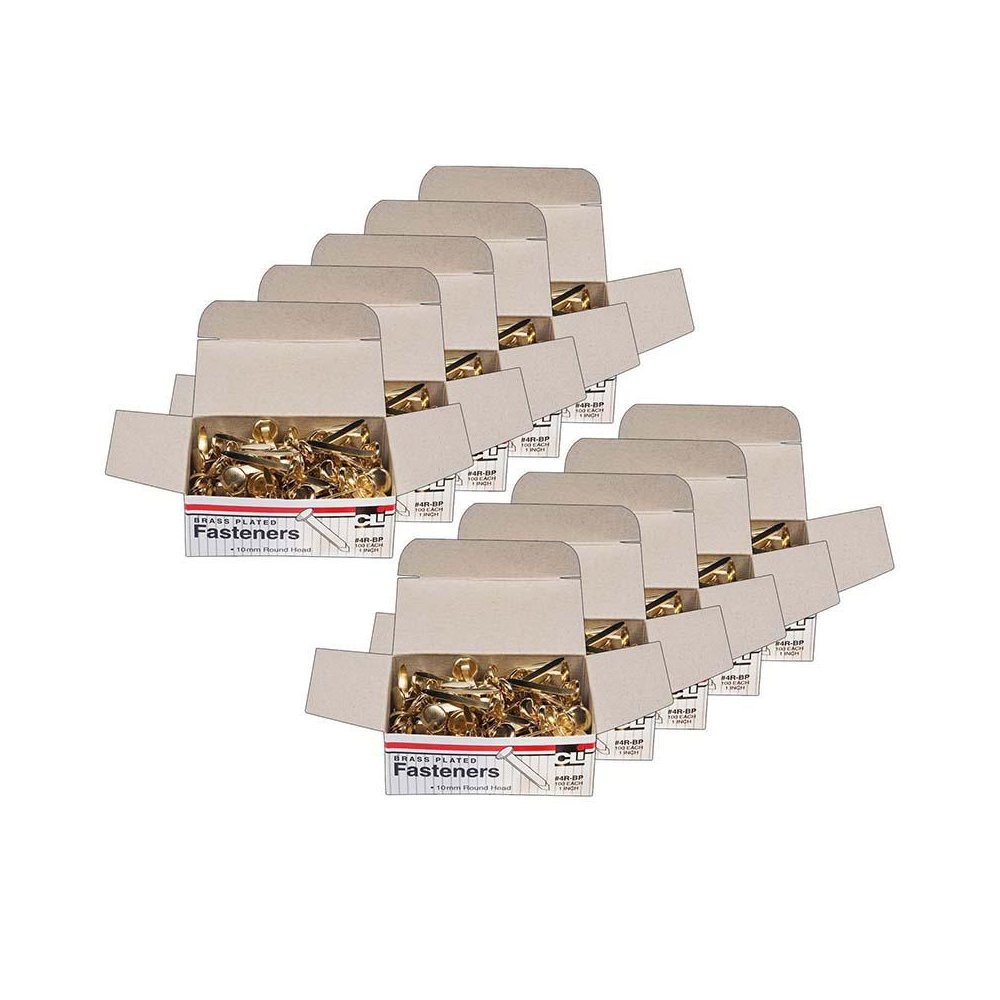 Brass-Plated Paper Fasteners, 1", 100 Per Box, 10 Boxes. Picture 2