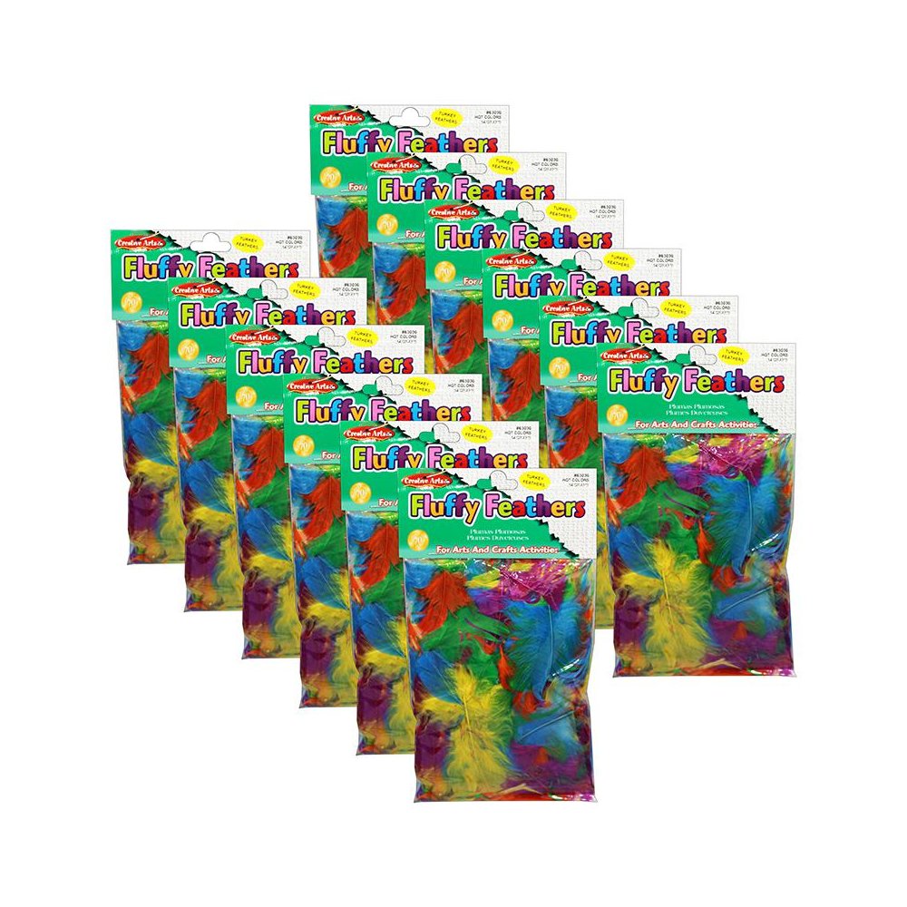 Creative Arts Turkey Feathers, Hot Colors, 14 Grams Per Pack, 12 Packs. Picture 2