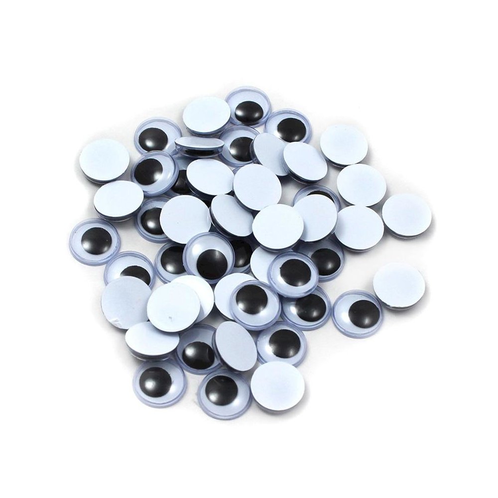 Wiggle Eyes, Round, 12mm, Black, 50 Per Pack, 12 Packs. Picture 2