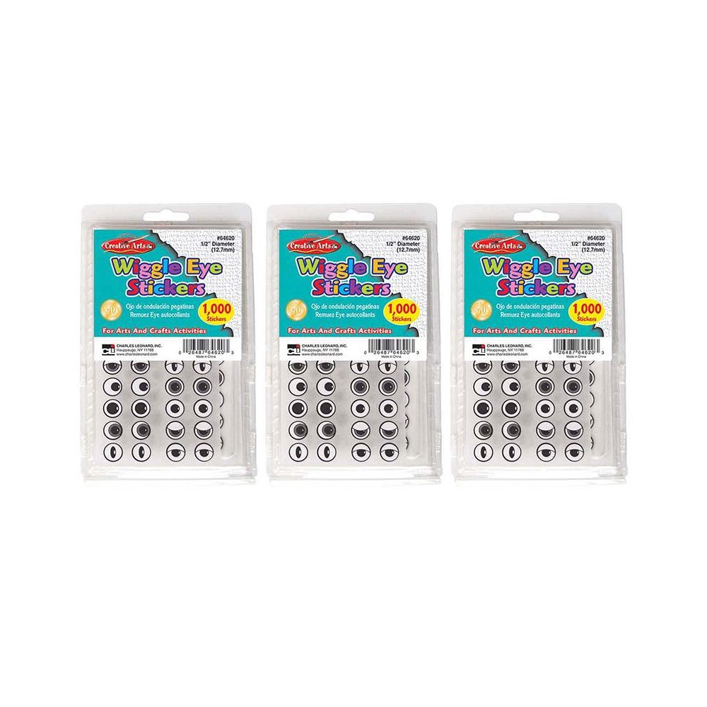 Wiggle Eyes Stickers, Black, 1000 Per Pack, 3 Packs. Picture 2