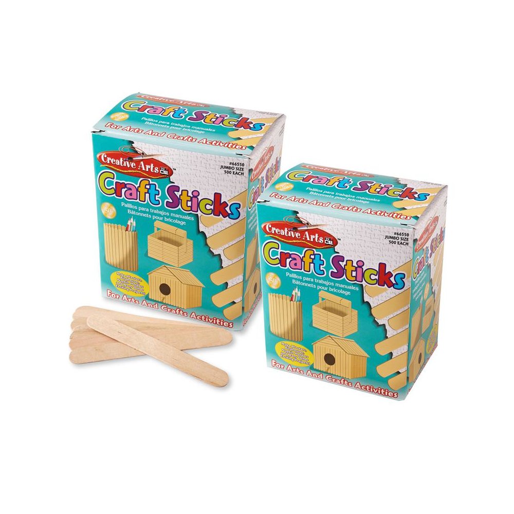 Creative Arts Jumbo Craft Sticks, Natural, 500 Per Pack, 2 Packs. Picture 2