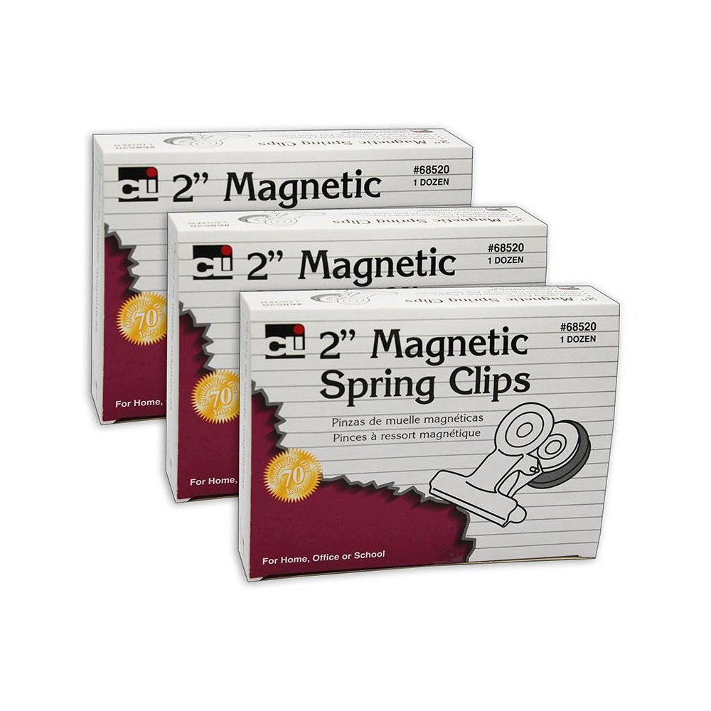 Magnetic Spring Clips, 2", 12 Per Box, 3 Boxes. Picture 2