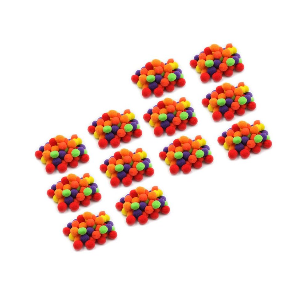 Pom-Poms 1", Assorted Hot Colors, 50 Per Pack, 12 Packs. Picture 2