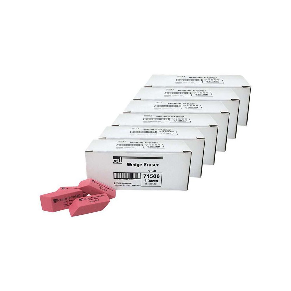 Eraser, Synthetic, Latex Free, Wedge Shape, Pink, Small, 36 Per Box, 6 Boxes. Picture 2