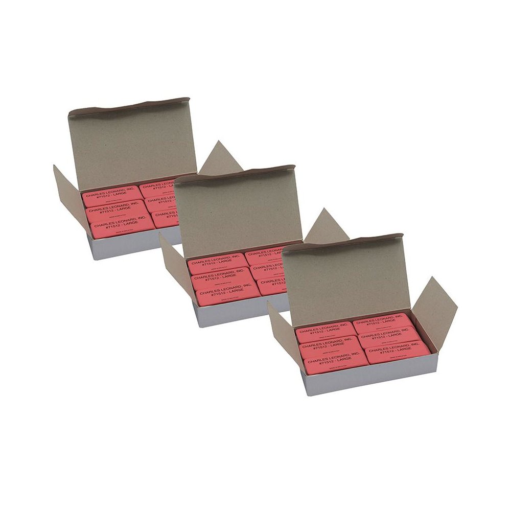 Large Natural Rubber Pink Wedge Erasers, 12 Per Box, 3 Boxes. Picture 2