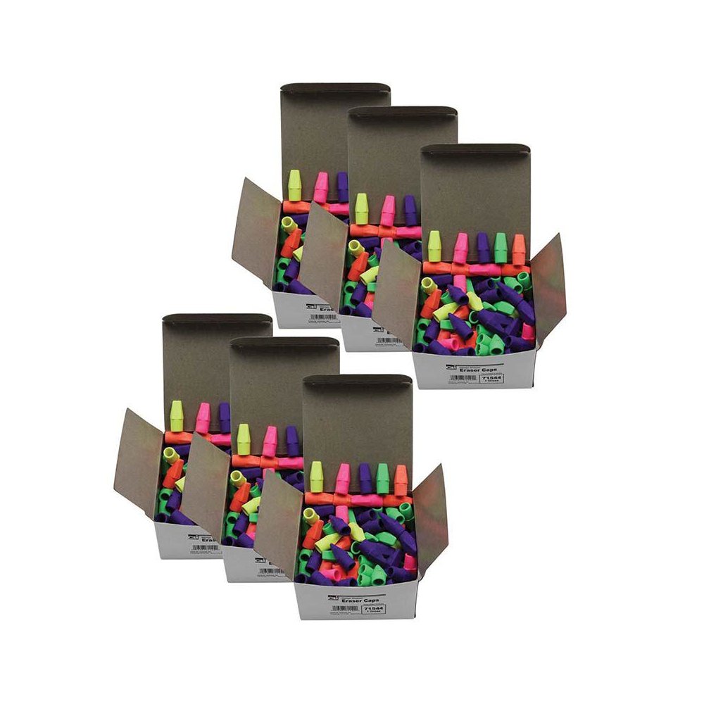 Pencil Eraser Caps, Latex Free, Assorted Colors, 144 Per Box, 6 Boxes. Picture 2