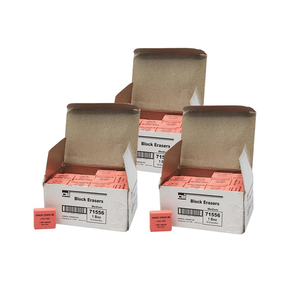 Pencil Eraser - Latex Free - Block Shape - Medium - 60 per Box, 3 Boxes. Picture 2