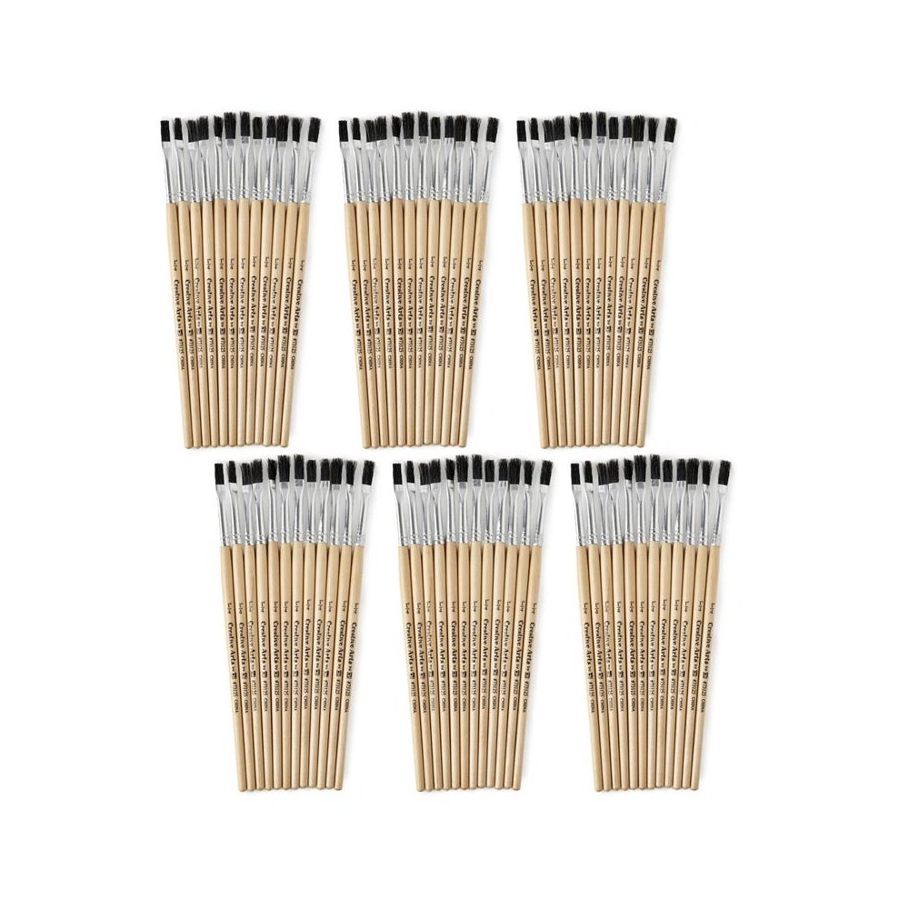 Flat Tip Paint Brushes, 1/4" Natural Bristle, Short, 12 Per Set, 6 Sets. Picture 2