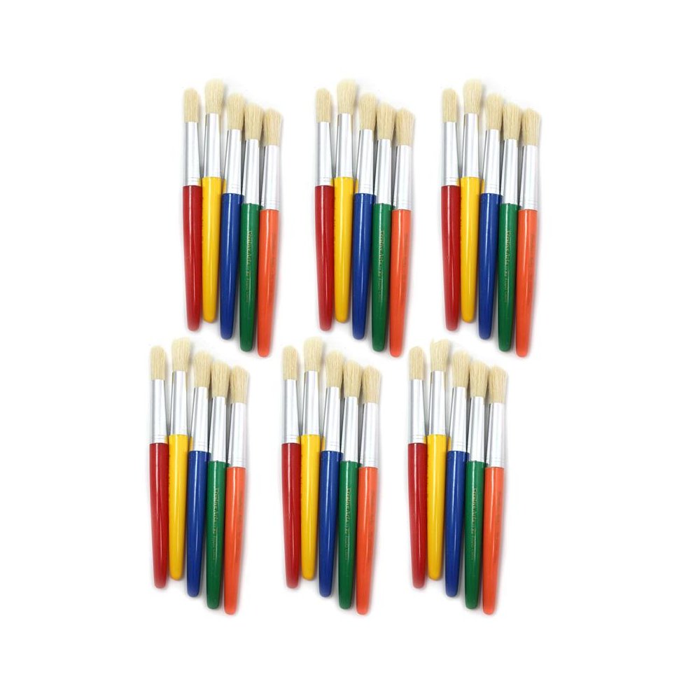 Round Paint Brushes, Short, Assorted Colors, 5 Per Set, 6 Sets. Picture 2