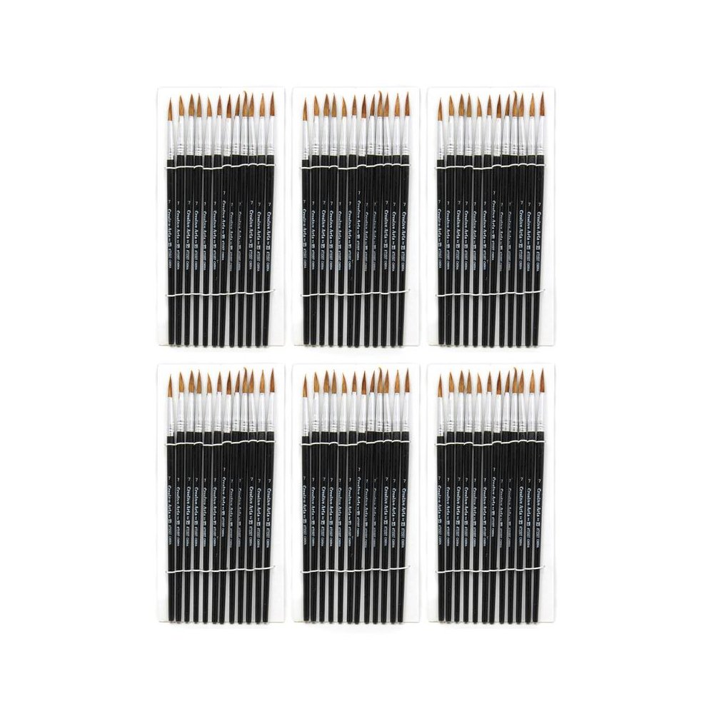 Water Color Paint Brushes, Black Handle, 12 Per Set, 6 Sets. Picture 2