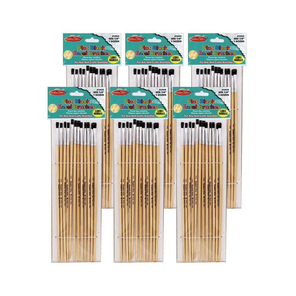 Flat Tip Easel Paint Brushes, 1/4", 12 Per Set, 6 Sets. Picture 2