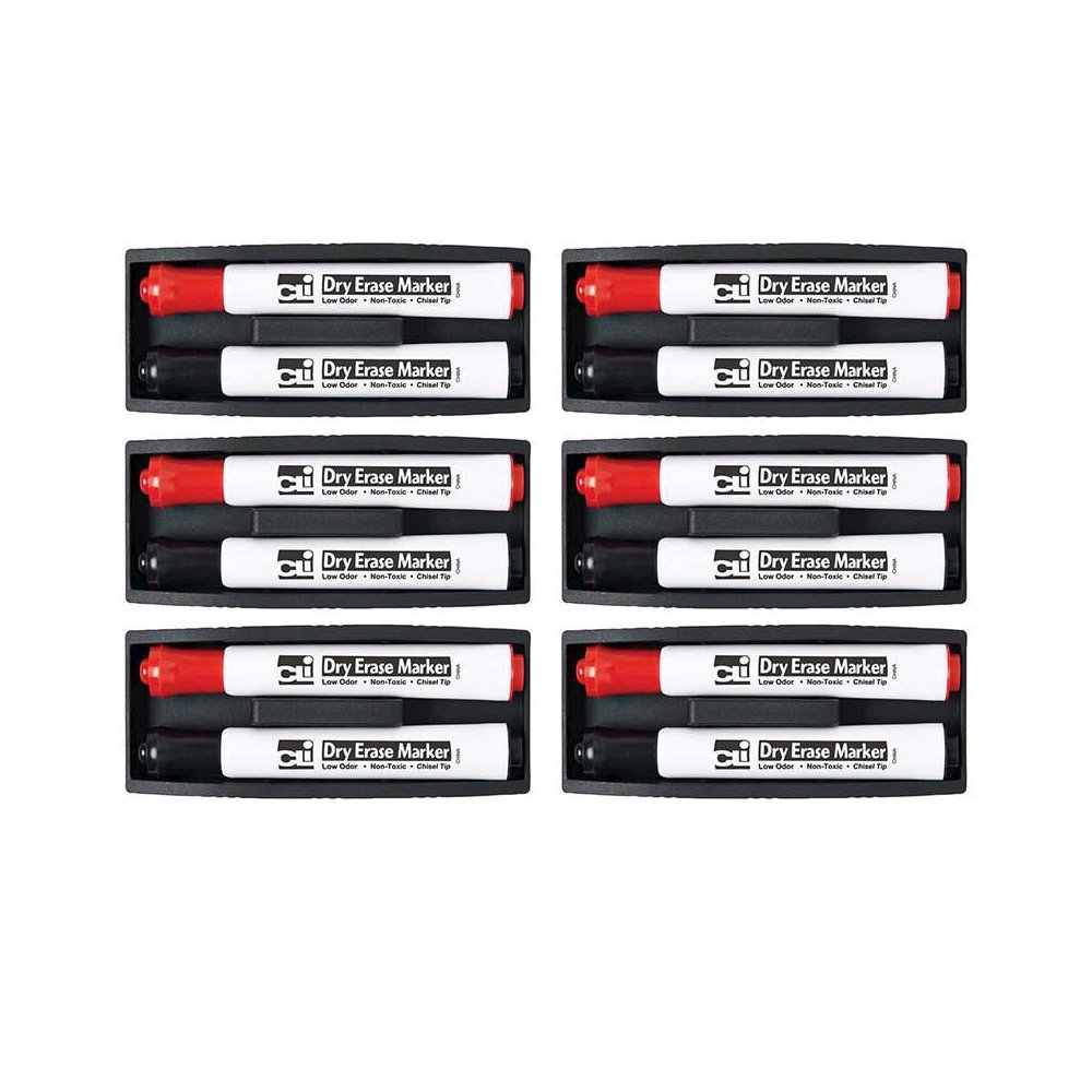 Magnetic Whiteboard Eraser with 2 Dry Erase Markers, Pack of 6. Picture 2