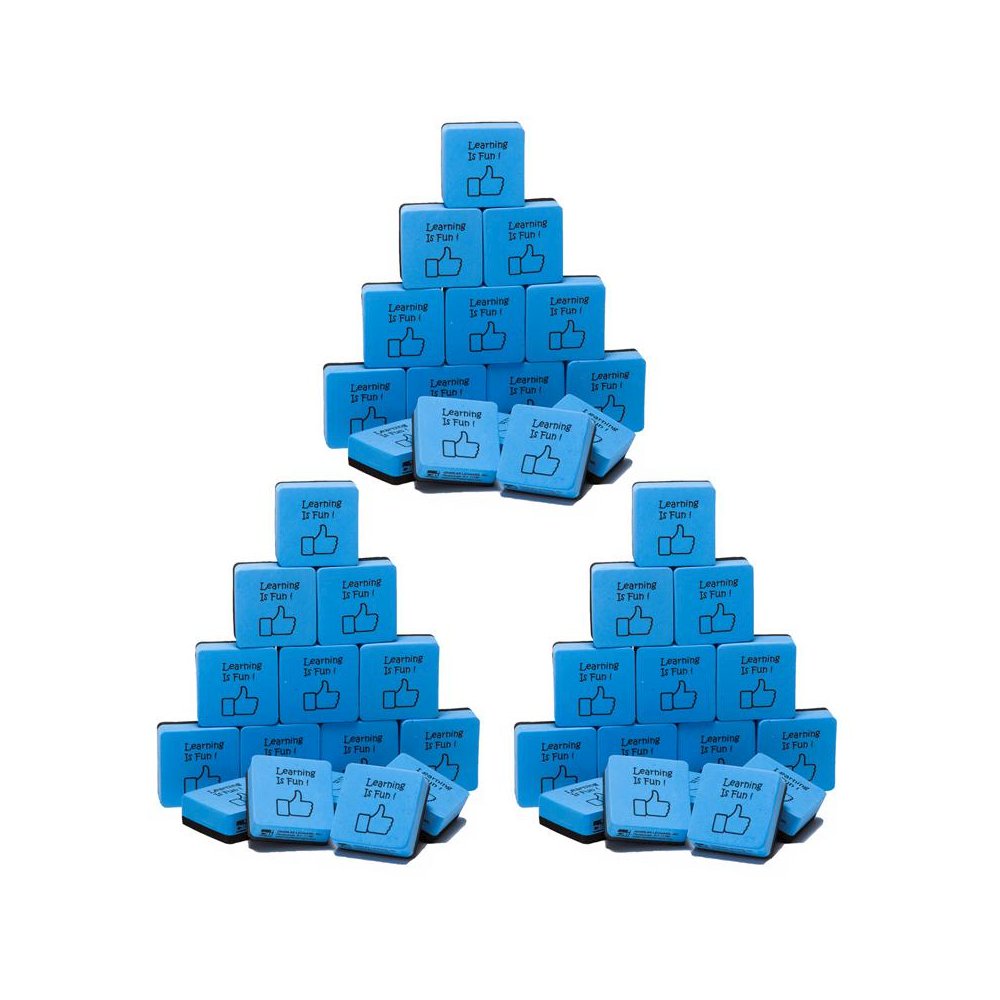 Mini Whiteboard Eraser, Felt/Foam, "Learning is Fun", 15 Per Pack, 3 Packs. Picture 2