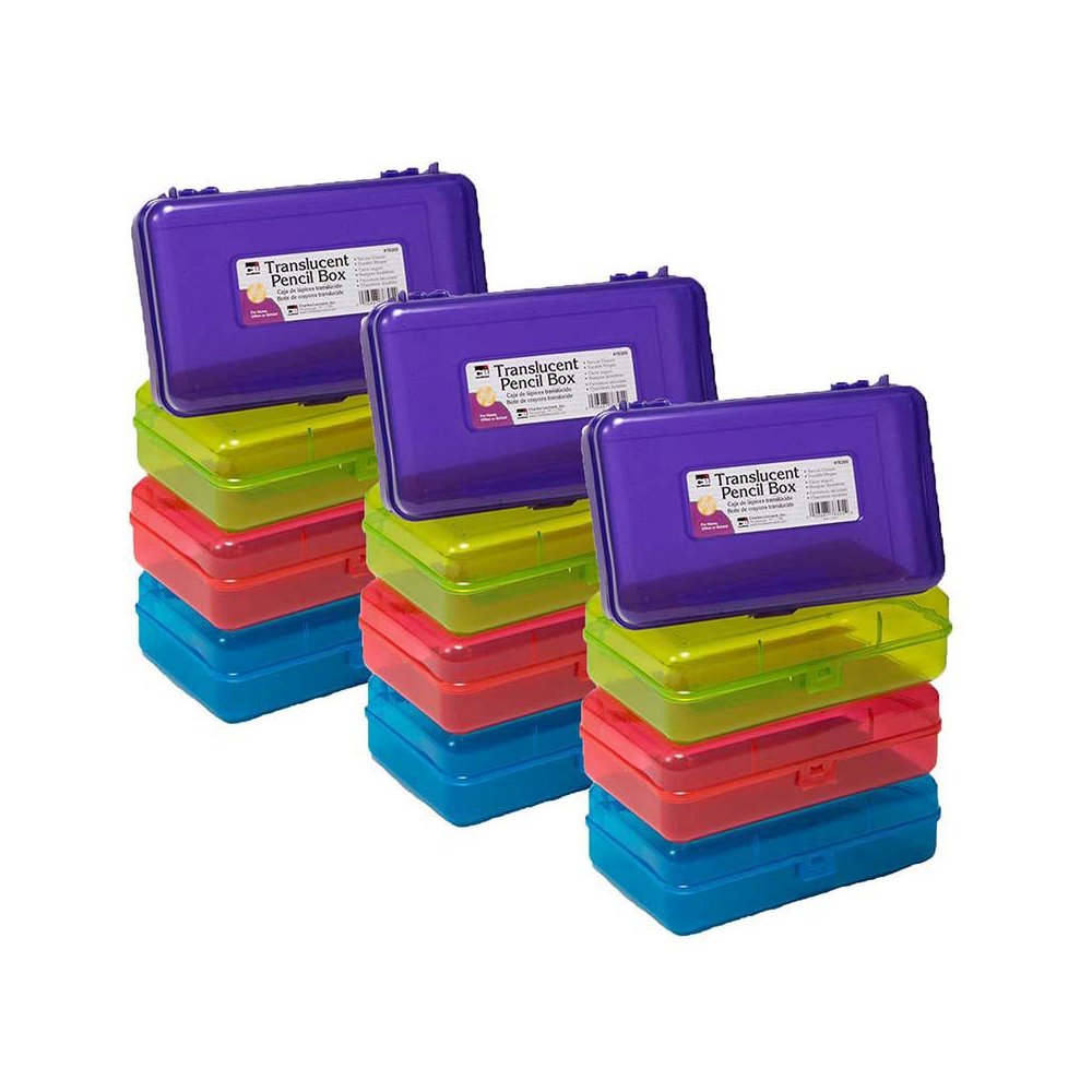 Translucent Pencil Boxes, Assorted Colors, Pack of 12. Picture 2