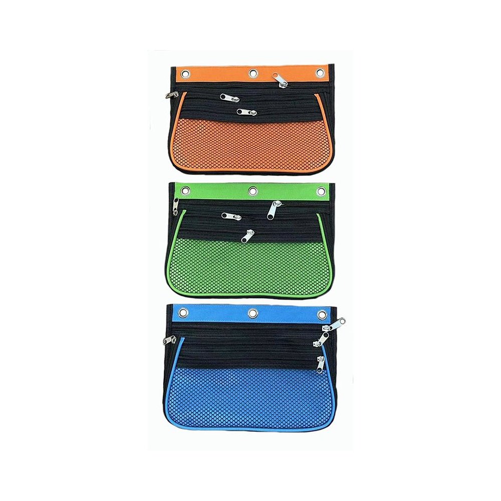 Expanding Pencil Pouch, 3 Pocket, 10.25"W x 7.25"H x 2.5"D, Pack of 24. Picture 2