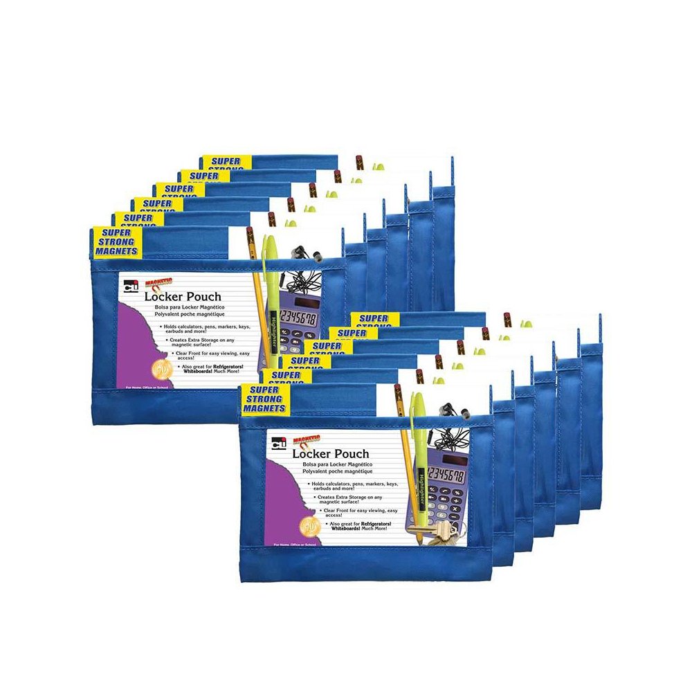 Magnetic Whiteboard Pouch, 8 x 6-3/4 Inches, Blue, Pack of 12. Picture 2