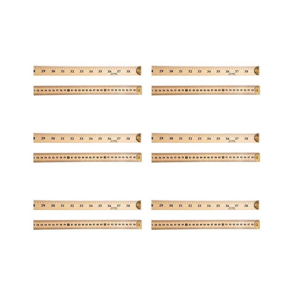 Meter Stick Ruler with Metal End, Pack of 6. Picture 2