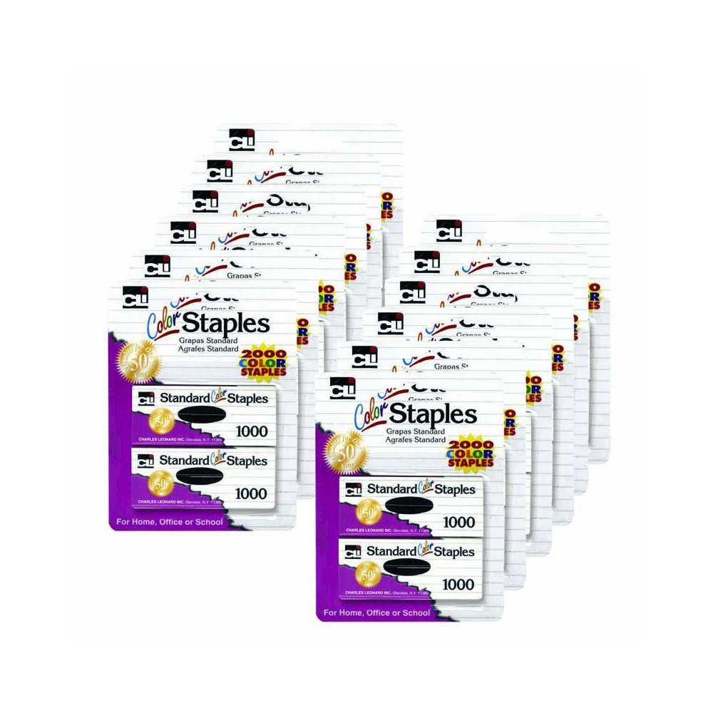 Standard Color Staples, Assorted Colors, 2000 Per Pack, 12 Packs. Picture 2