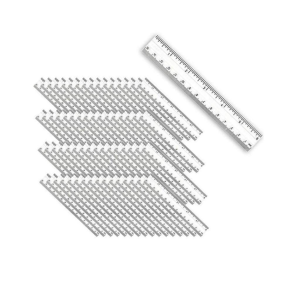 Plastic Ruler, 6", Inches/Metric, Clear, Pack of 48. Picture 2