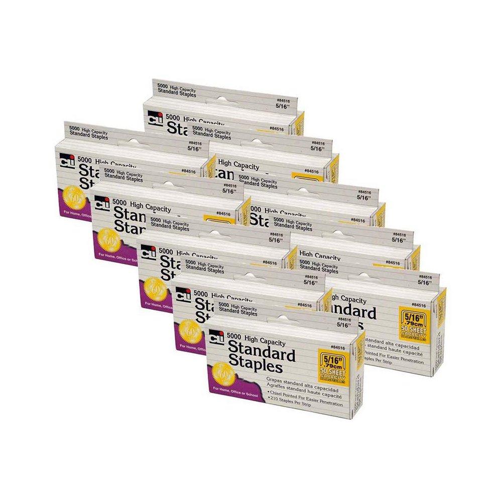 High Capacity Standard Staples, 5000 Per Pack, 10 Packs. Picture 2
